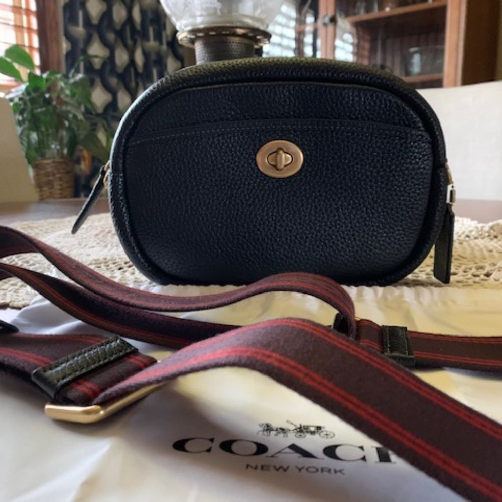 Coach Camera Bag Black w/ web strap